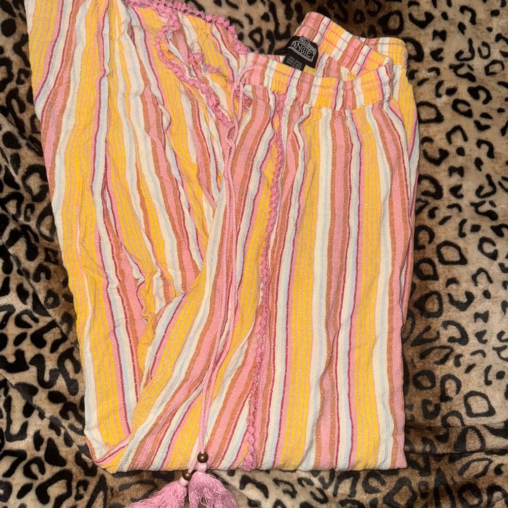 Angie Multicolor Striped Pants with Tassel